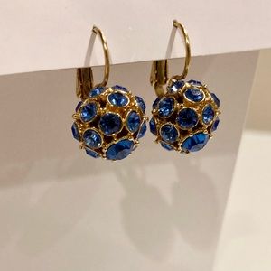 Kate Spade Disco Drop pave dangle earrings in light blue stones 12k gold plate
